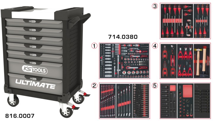 Servante gris/noir 7 tir 384pc