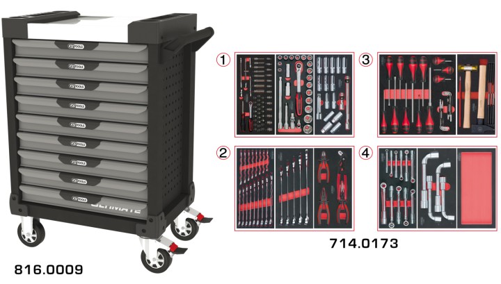 Servante gris/noir 9 tir 173pc