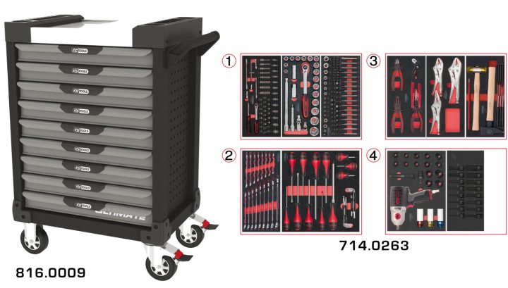 Servante gris/noir 9 tir 263pc