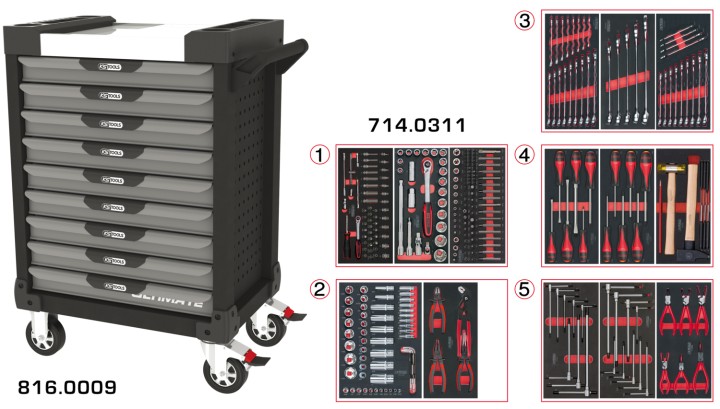 Servante gris/noir 9 tir 311pc