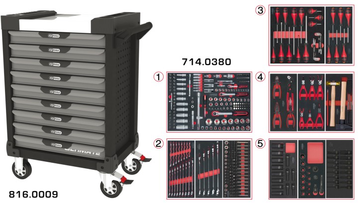 Servante gris/noir 9 tir384pc