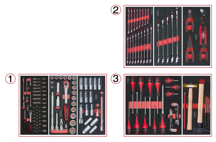 Servante rouge 5 tiroirs 158pc