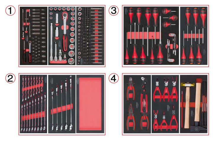 Servante rouge 5 tiroirs 241pc