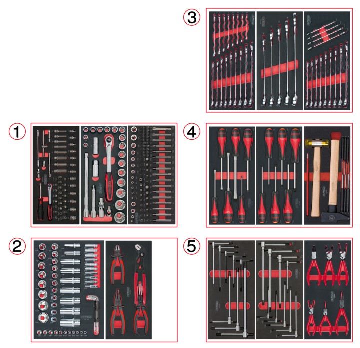Servante rouge 5 tiroirs 311pc