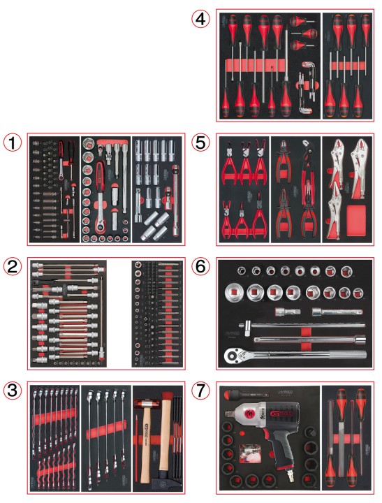 Servante rouge 7 tiroirs 337pc