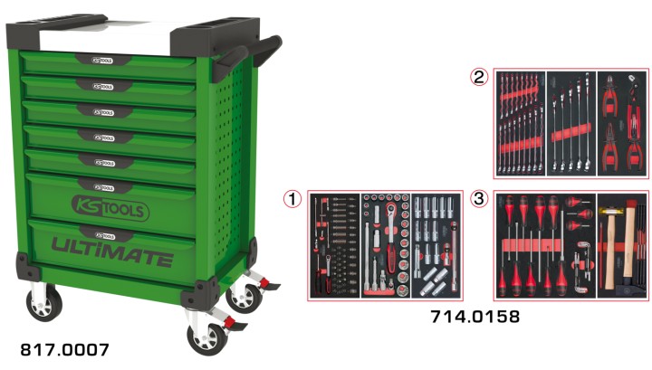Servante verte 7 tir. 158pcs