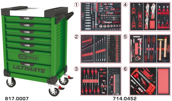 Servante verte 7 tiroirs 455pc
