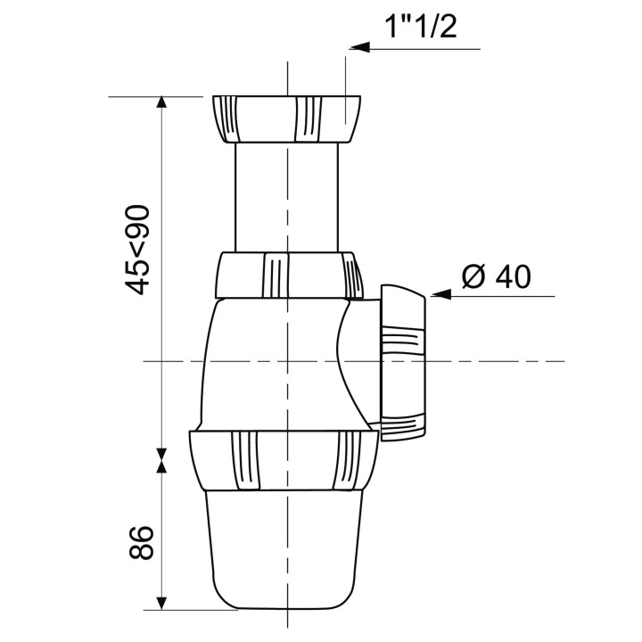 SIPHON EVIER NF REGL 1 1/2 D40
