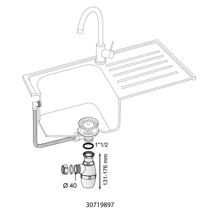 SIPHON EVIER NF REGL 1 1/2 D40