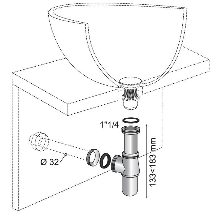 SIPHON LAITON CHROME D32