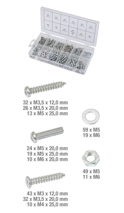 Vis, rondelles, écrous, 347pcs