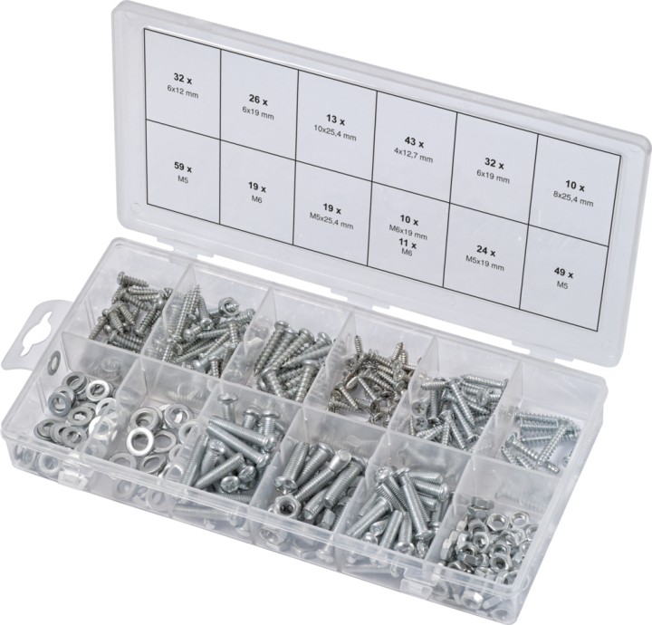 Vis, rondelles, écrous, 347pcs