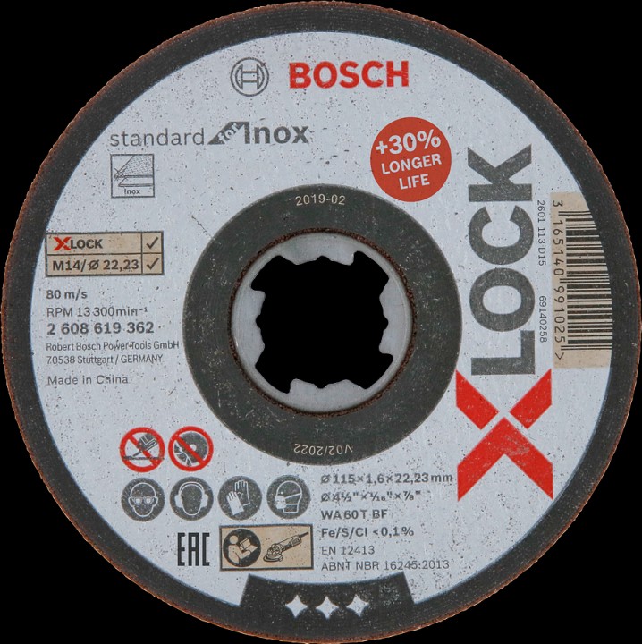 Xlock Disque Std Inox 115x1.6