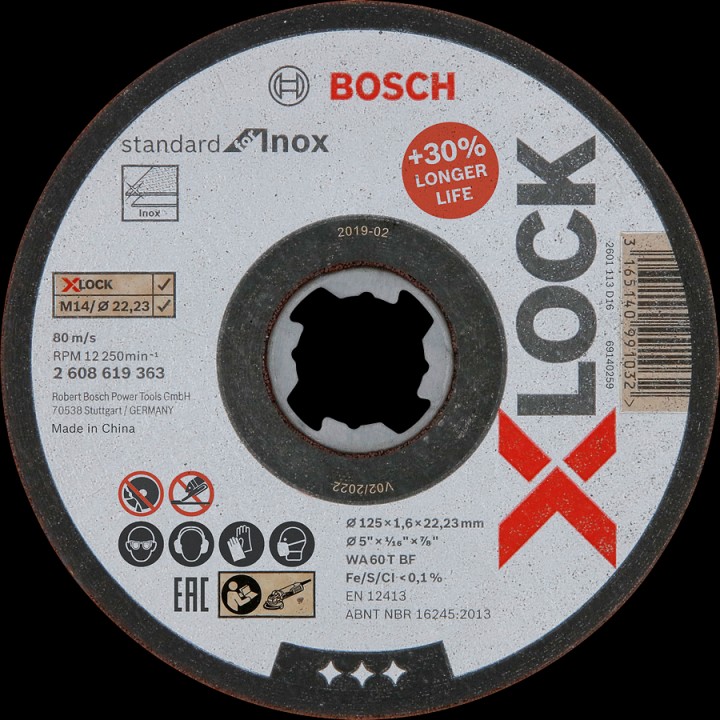 Xlock Disque Std Inox 125x1.6