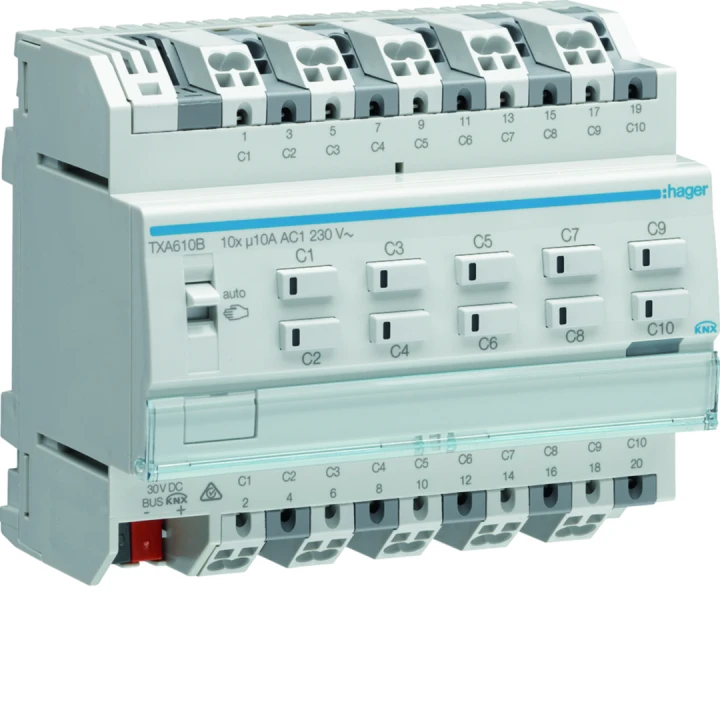 Actionneur KNX 10 sorties 10A/230V configuration Mode Easy/ETS