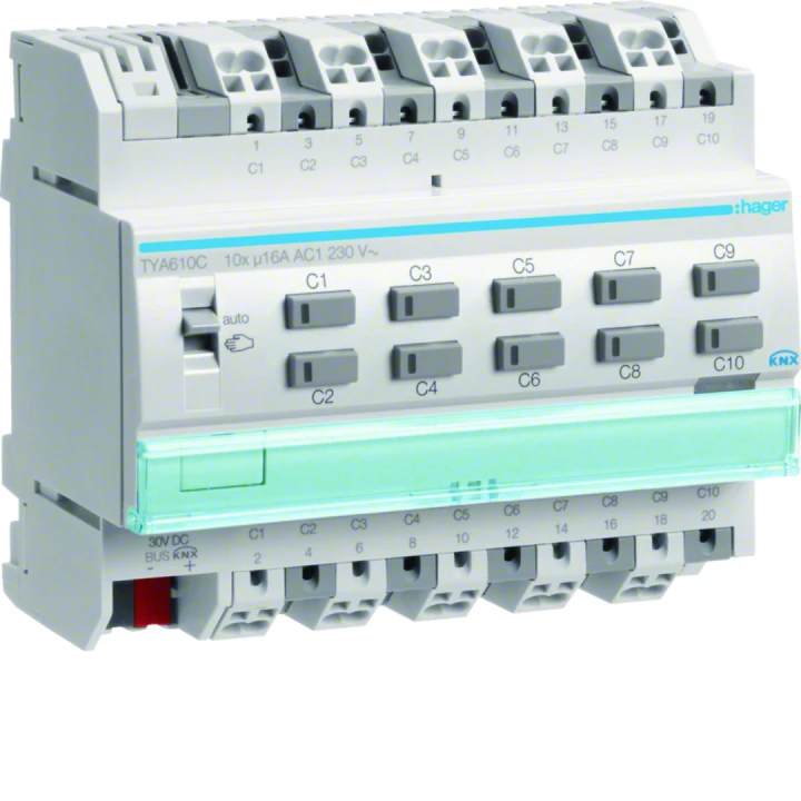 Actionneur KNX 10 sorties 16A/230V configuration Mode ETS uniquement