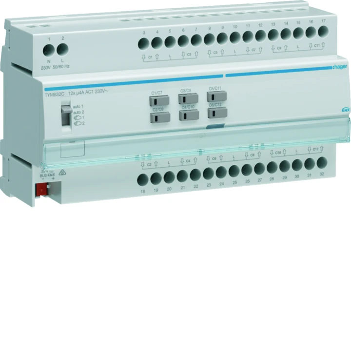 Actionneur KNX 12 moteurs de volets 4A/230V configuration Mode ETS
