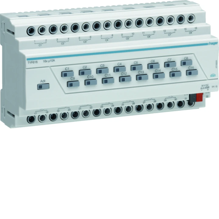Actionneur KNX 16 sorties 10A/230V fonctions ON/OFF et volet,mode ETS uniquement