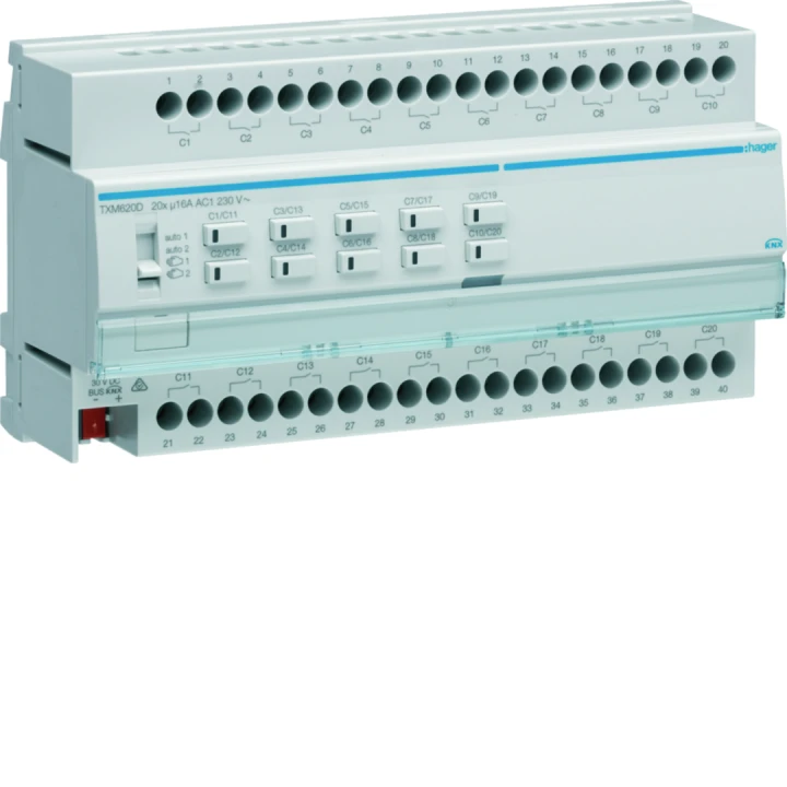 Actionneur KNX 20 sorties 16A/230V configuration Mode Easy/ETS