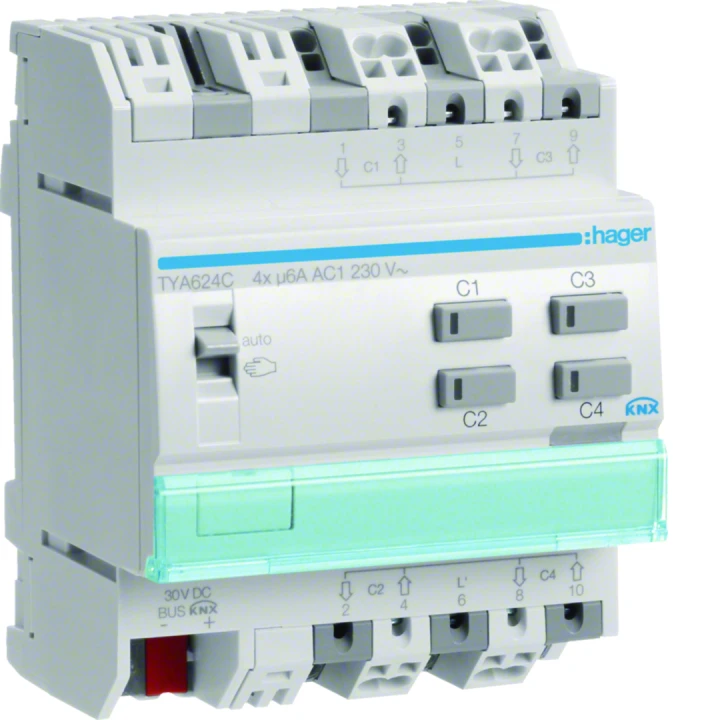 Actionneur KNX 4 moteurs volets et stores à bannes pour moteur 6A/230V