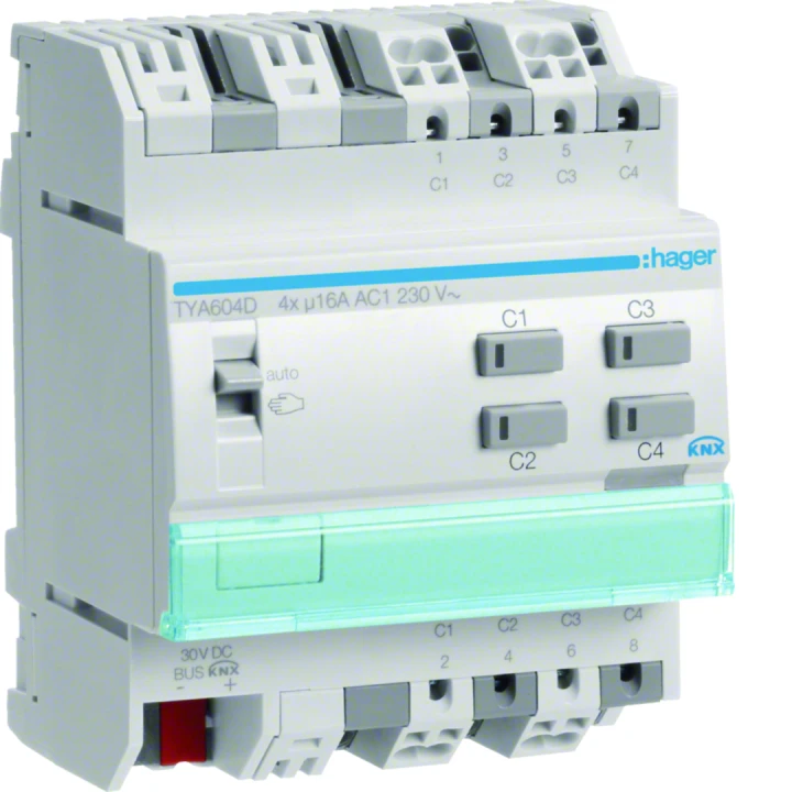 Actionneur KNX 4 sorties 16A/230V configuration Mode ETS uniquement