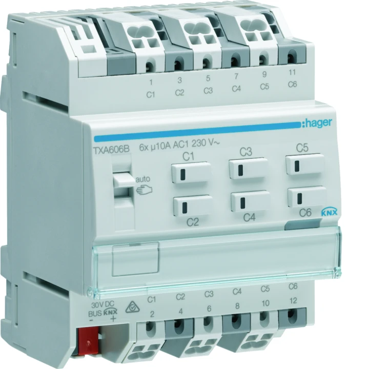 Actionneur KNX 6 sorties 10A/230V configuration Mode Easy/ETS