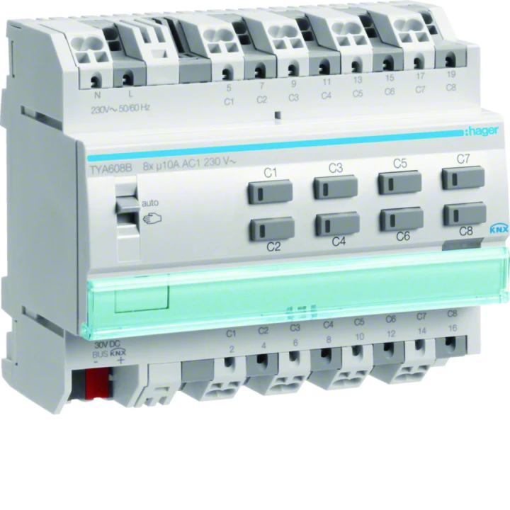 Actionneur KNX 8 sorties 10A/230V configuration Mode ETS uniquement