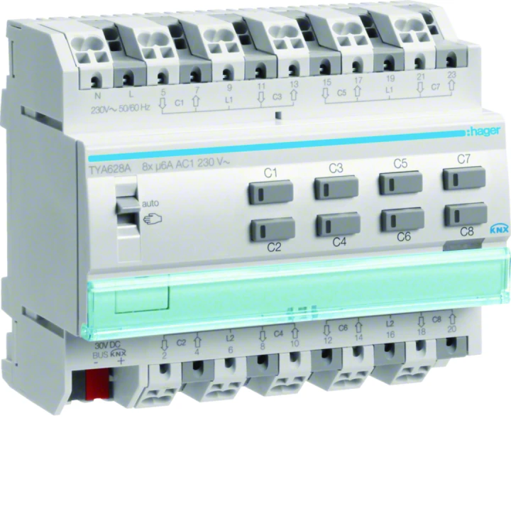 Actionneur KNX 8 sorties volets et stores à bannes pour moteur 6A/230V