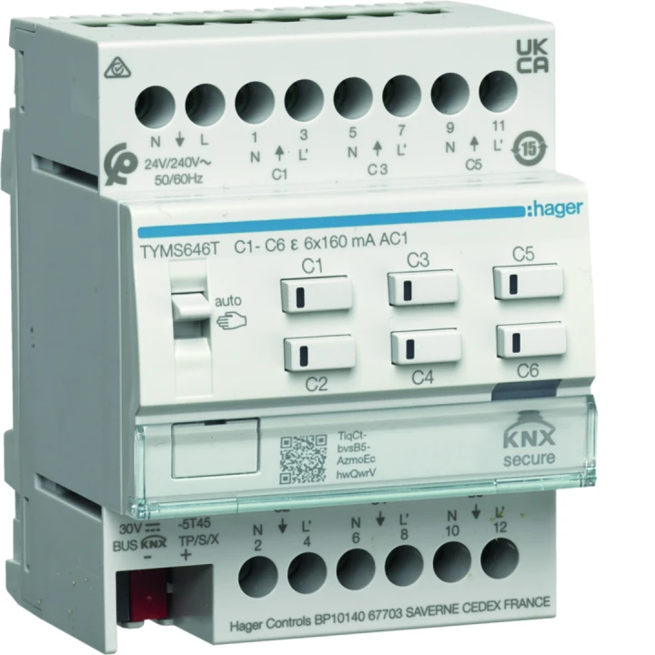 Actionneur KNX Secure 6 sorties chauffage TRIAC configuration en mode easy/ETS