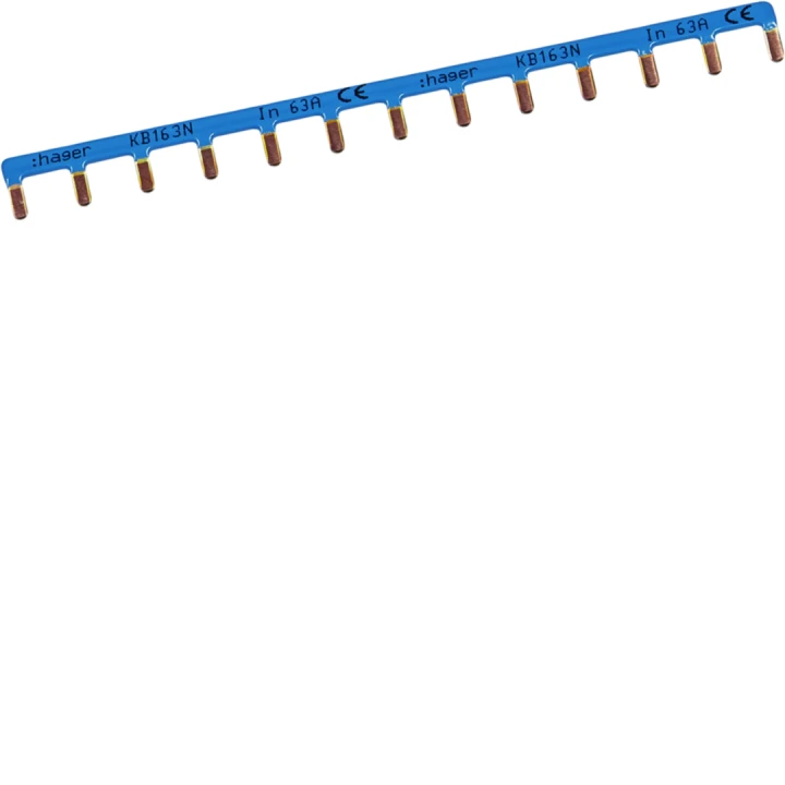 Barre de pontage 1P 63A languette 10mm² bleu 13Mmodules