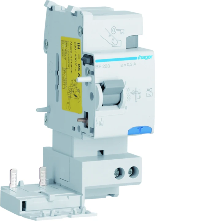 Bloc différentiel 25A 30mA 2P type AC 50/60Hz à bornes alignées