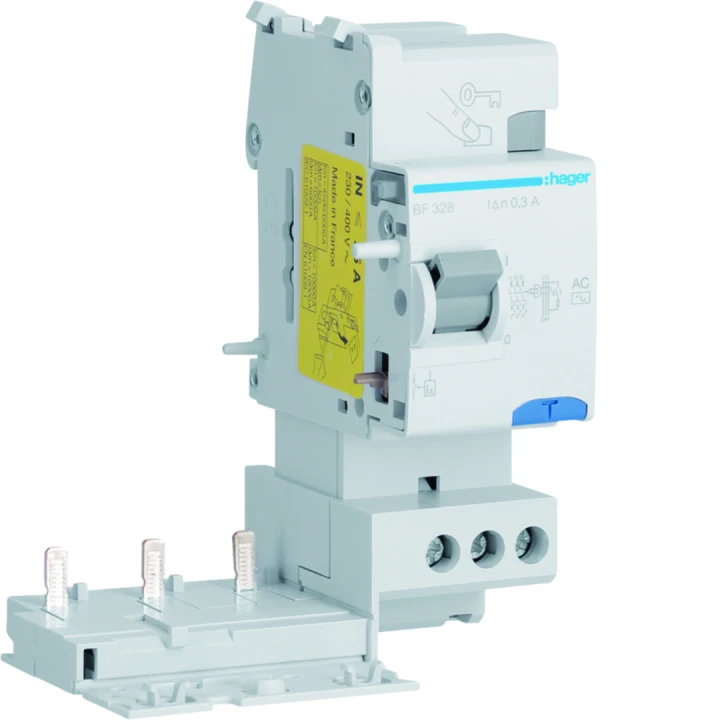 Bloc différentiel 25A 30mA 3P type AC 50/60Hz à bornes alignées