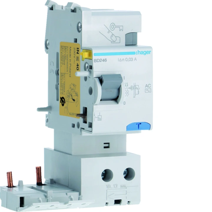 Bloc différentiel 40A 30mA 2P type AC 60Hz à bornes alignées