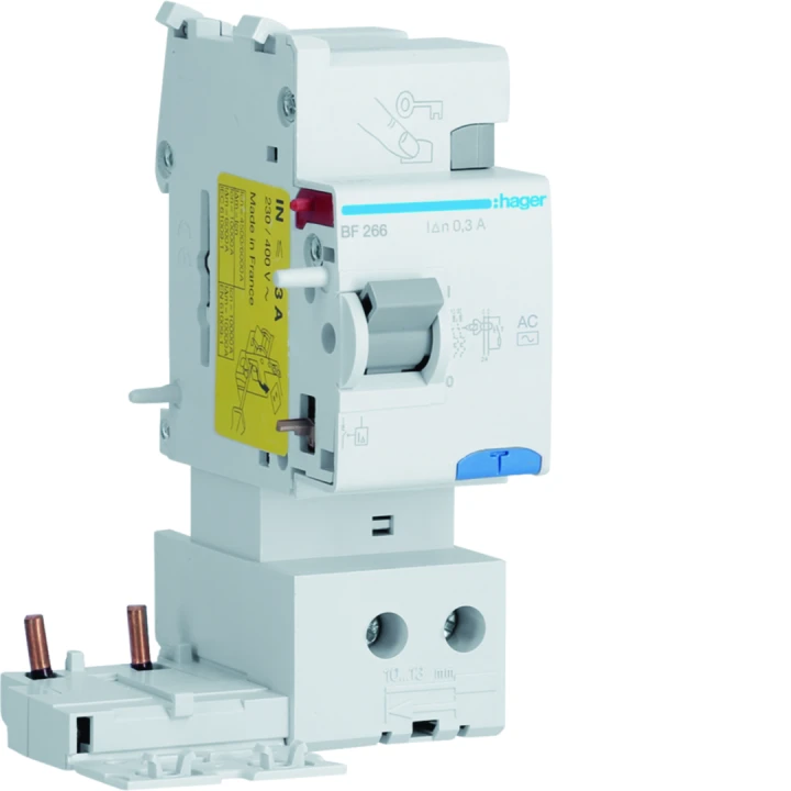 Bloc différentiel 63A 30mA 2P type AC 50/60Hz à bornes alignées