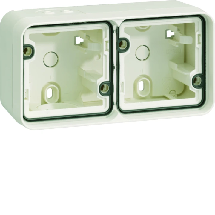 Boîte double Cubyko étanche IP55 blanc associable pose horizontale en saillie