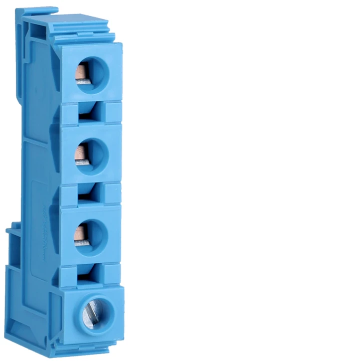 Borne de distribution 125A, 1 phase, 1x35mm² - 3x10mm², bleu