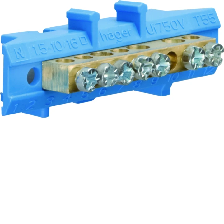 Borne en laiton, 4x10mm² 3x16mm², avec base de montage