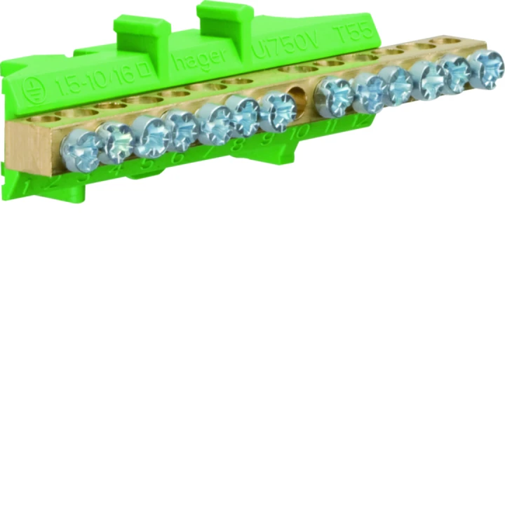 Borne en laiton, 7x10mm² 6x16mm², avec base de montage