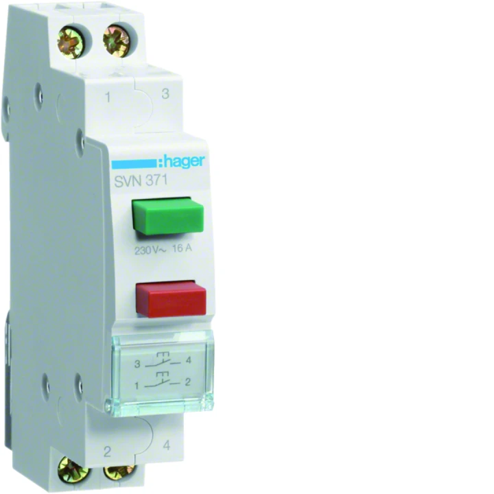 Bouble bouton poussoir à impulsion 0O+2F 16A 1 module
