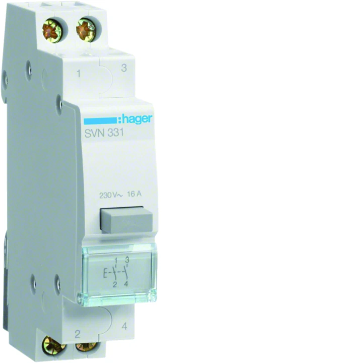 Bouton poussoir à impulsion 0O+2F 16A 1 module