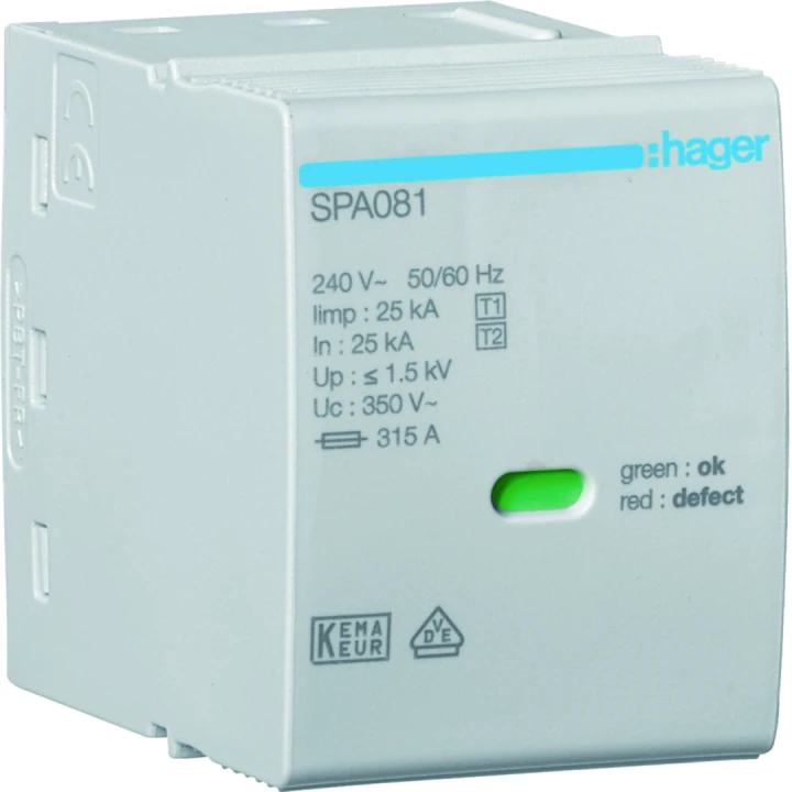 Cartouche L-N/PEN Uc 350V Iimp 25kA Up 1.5kV pour SPA80x