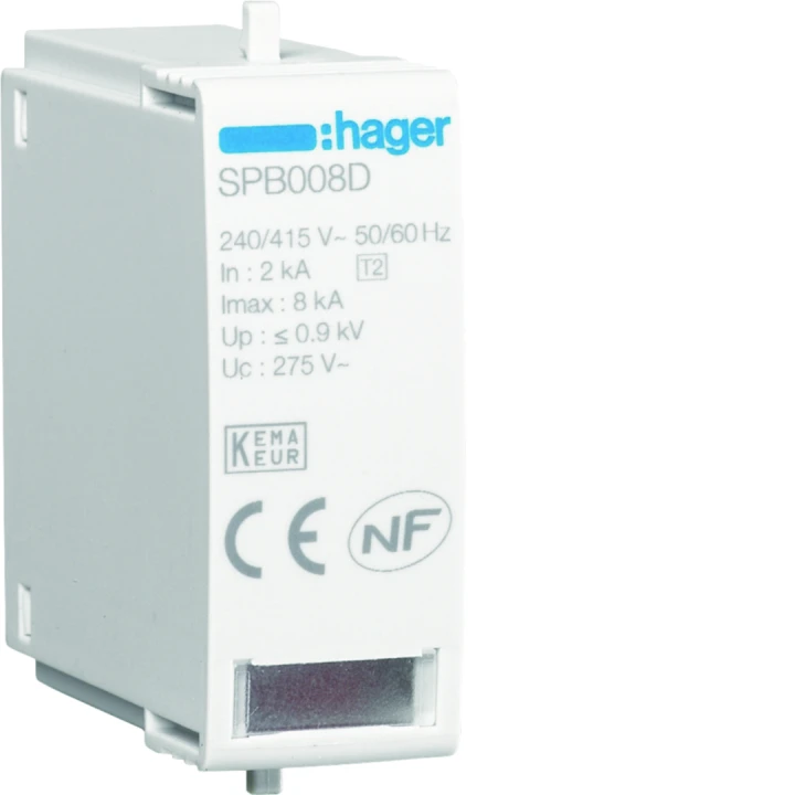 Cartouches pour parafoudre de type 2 Imax 8kA L-N Uc 275 In 2kA Up 1kV
