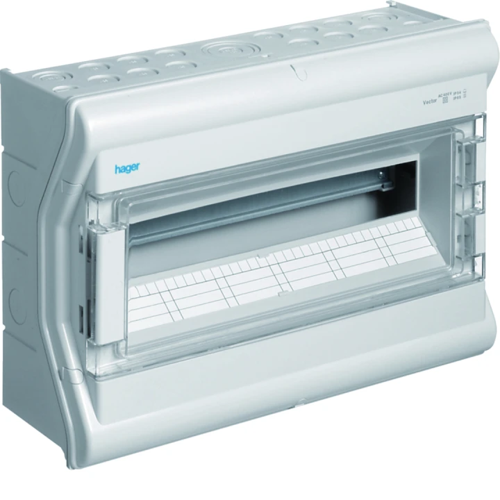 Coffret de distribution étanche Vector IP55, 1 rangée 18 modules 302x418x151mm