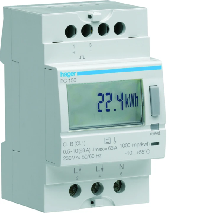 Compteur d'énergie électrique monophasé direct 63A simple tarif