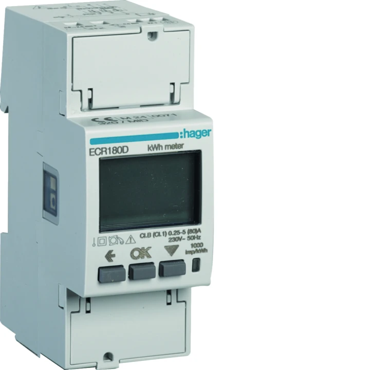 Compteur d'énergie monophasé 80A communiquant MOBDUS RS485 bornes rapides RJ45