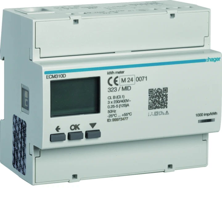Compteur d'énergie triphasé lecture directe 125A M-BUS certifié MID