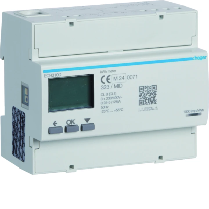 Compteur d'énergie triphasé lecture directe 125A MODBUS-RS485 certifié MID