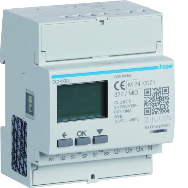 Compteur d'énergie triphasé lecture indirecte impulsionnel certifié MID