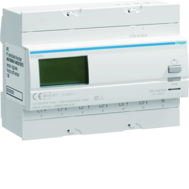 Compteur divisionnaire triphasé direct 100A M-Bus homologation MID
