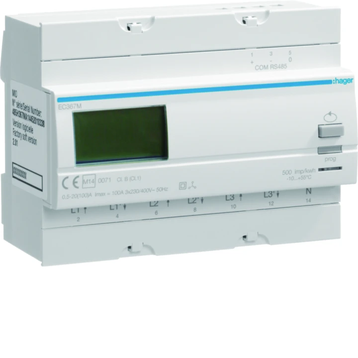 Compteur divisionnaire triphasé direct 100A Modbus homologation MID